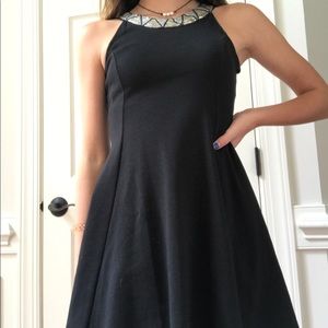 Black Dress with Sequined Neckline